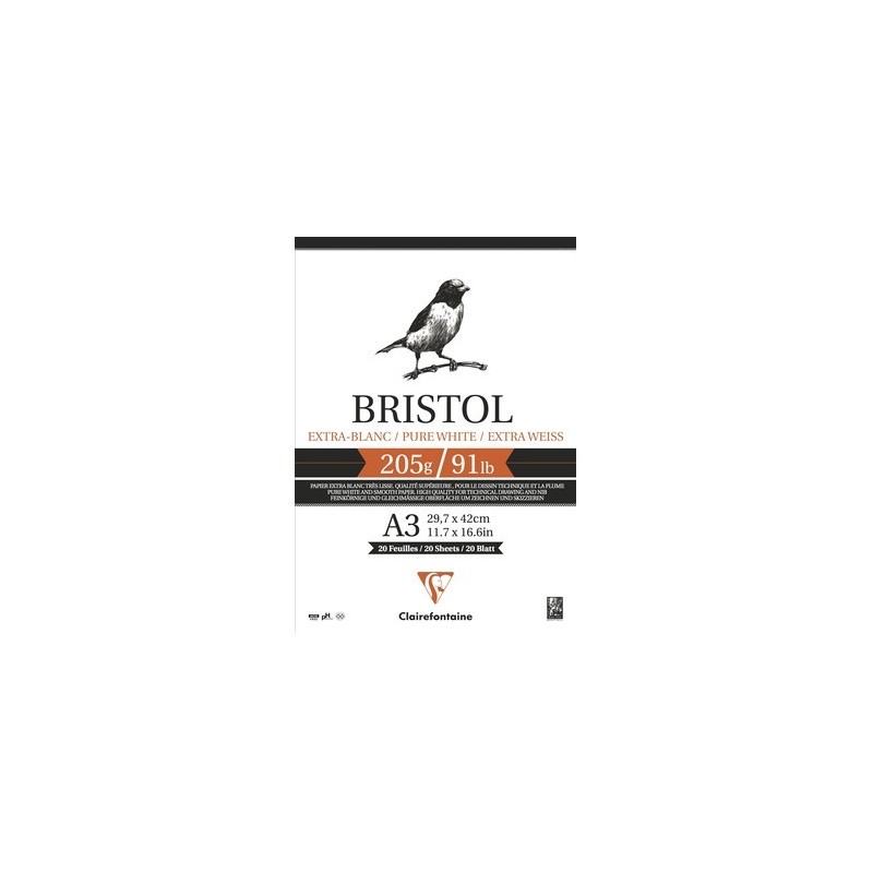  Fine art shop - Pad Bristol Extra White A3, 205 gr., 20 h. Clairefontaine | totenart.com