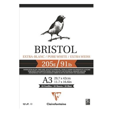  Fine art shop - Pad Bristol Extra White A3, 205 gr., 20 h. Clairefontaine | totenart.com
