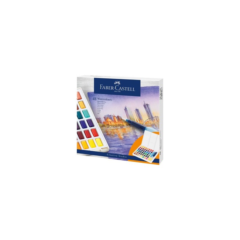 Fine art shop - Box 48 watercolors Faber-Castell and brush | totenart.com