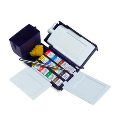 Fine art shop - Field Box Professional Watercolour 12 1/2 godets & brush & water carrier | totenart.com