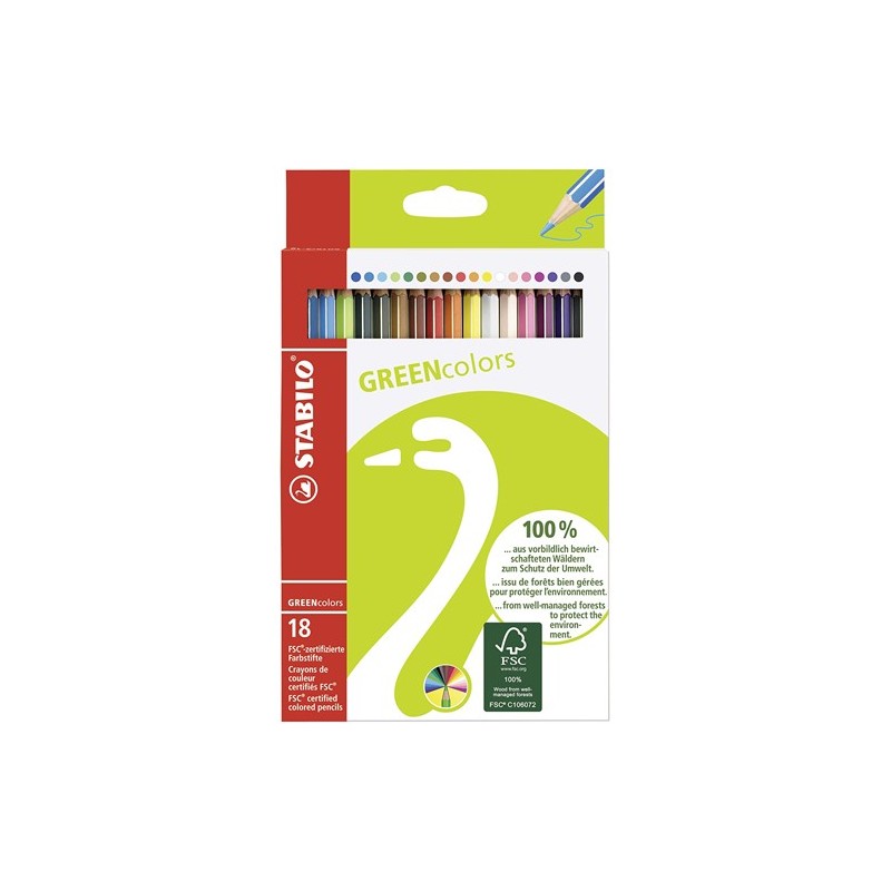  Fine art shop - STABILO GreenColors box 18 colored pencils | totenart.com