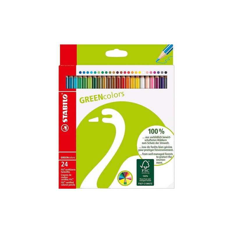  Fine art shop - STABILO GreenColors box 24 colored pencils | totenart.com