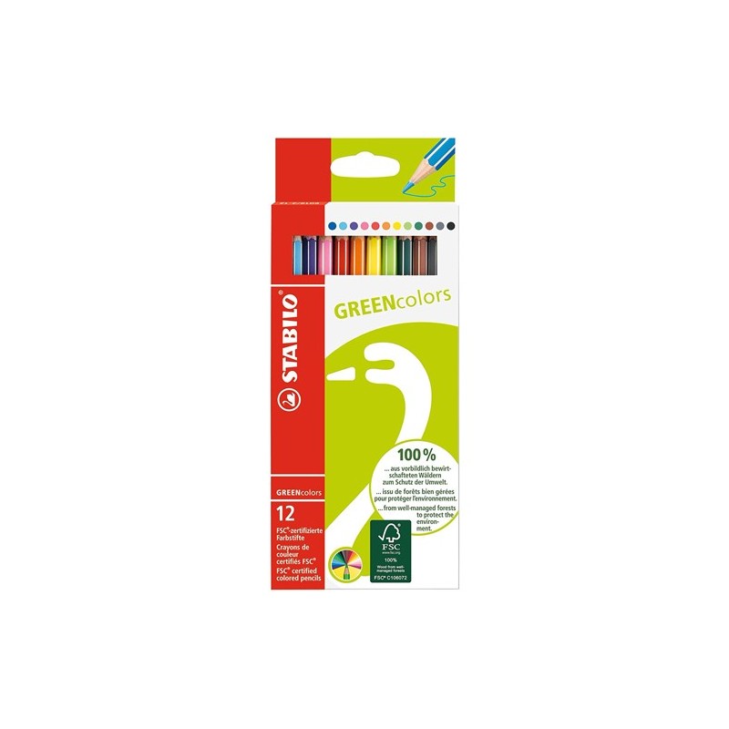  Fine art shop - STABILO GreenColors box 12 colored pencils | totenart.com