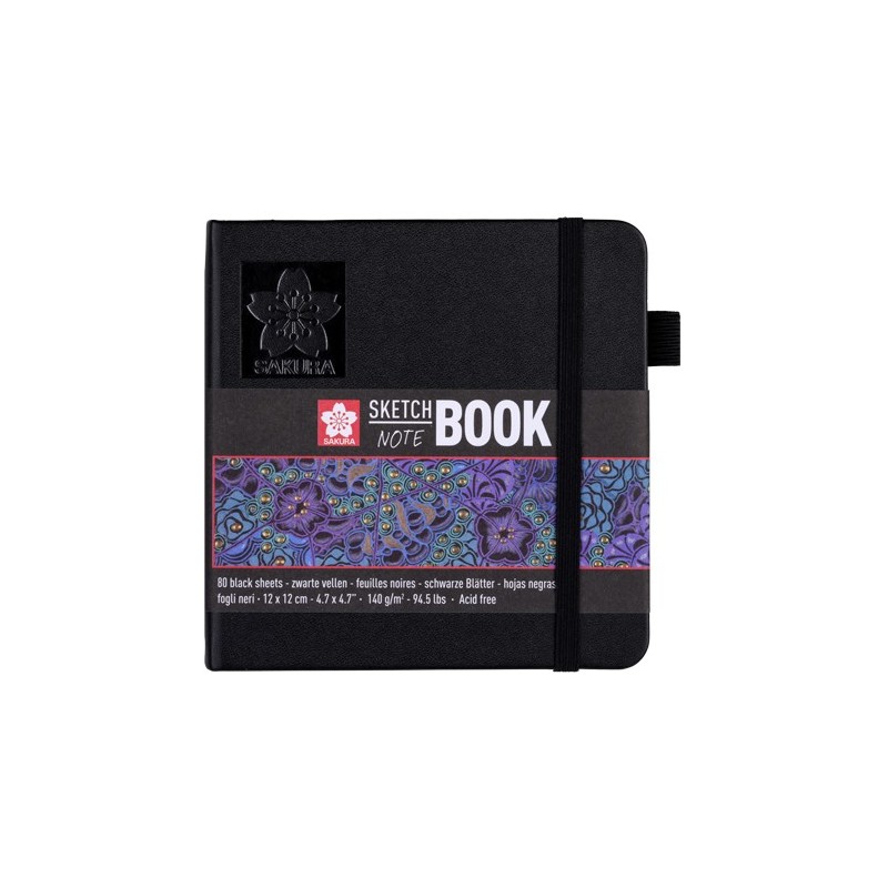  Fine art shop - Sakura NoteBook Black Sheets, 12x12, elastic band, 80 s, 140 gr. | totenart.com