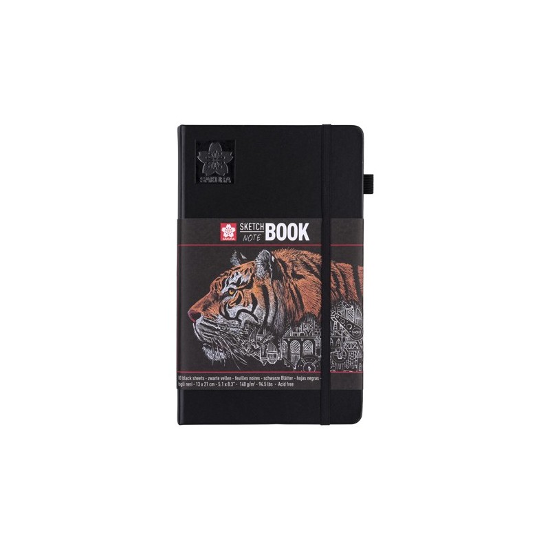  Fine art shop - Sakura NoteBook Black Sheets, 13x21, elastic band, 80 s, 140 gr. | totenart.com
