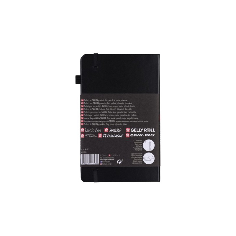 Fine art shop - Sakura NoteBook Black Sheets, 13x21, elastic band, 80 s, 140 gr. | totenart.com