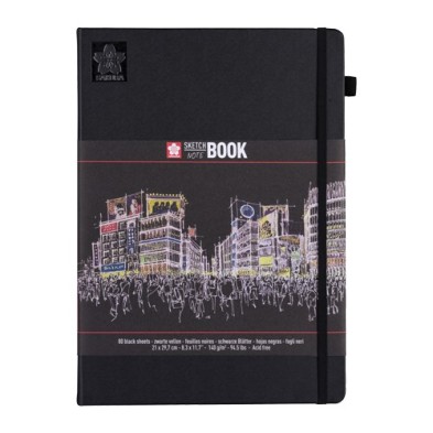  Fine art shop - Sakura NoteBook Black Sheets, 21x29,7, elastic band, 80 s, 140 gr. | totenart.com