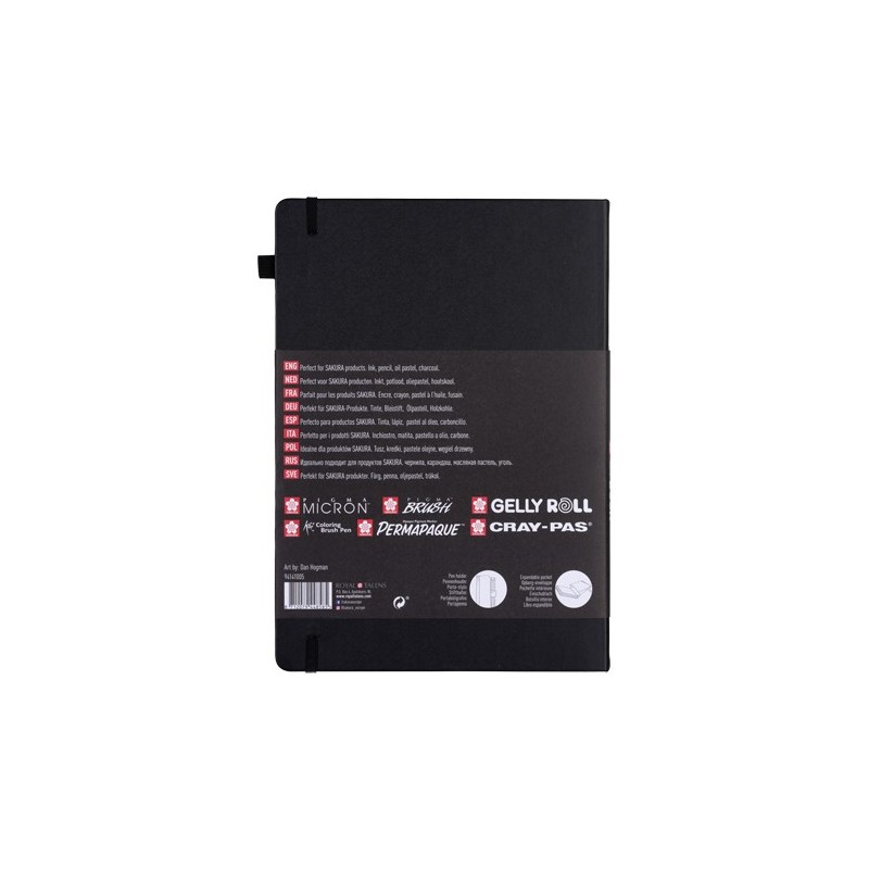  Fine art shop - Sakura NoteBook Black Sheets, 21x29,7, elastic band, 80 s, 140 gr. | totenart.com