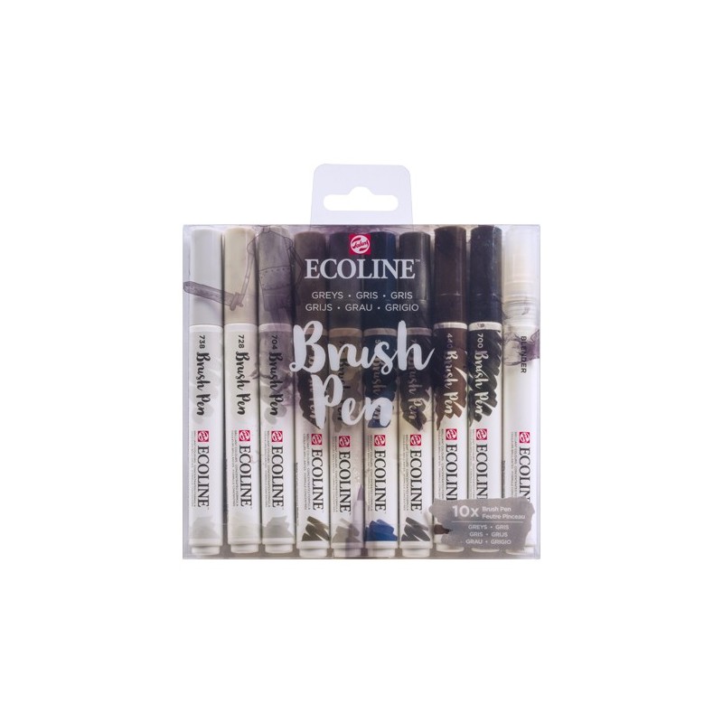 Fine art shop - Set Ecoline Brush Pen 10 ud GREYS | totenart.com
