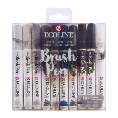 Fine art shop - Set Ecoline Brush Pen 10 ud GREYS | totenart.com