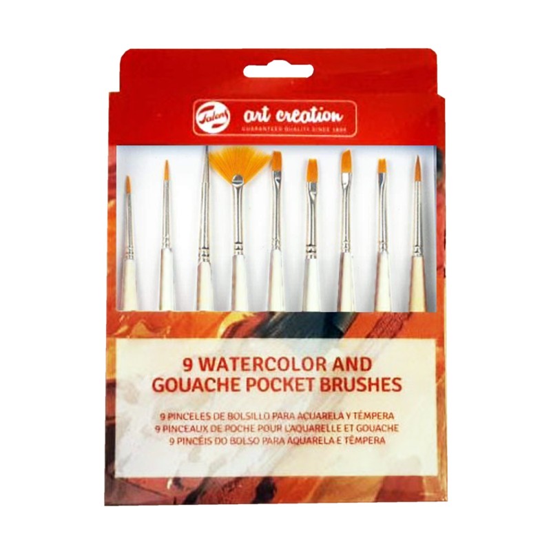 Fine art shop - 9 watercolour and gouache pocket brushes set, ArtCreation | totenart.com\n