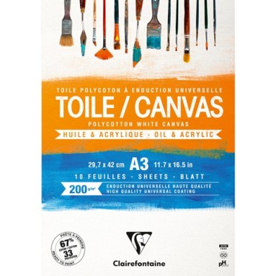 Fine art shop - Canvas Polycotton with Universal Coating A3,  200 gr. 10 s. Clairefontaine  | totenart.com