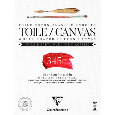  Fine art shop - Cotton Canvas Pad with Universal Coating 36x48cm, 345 gr. 10 s. Clairefontaine  | totenart.com