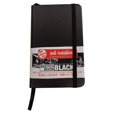  Fine art shop - ArtCreation NoteBook Black Sheets, 9x14, elastic band, 80 s, 140 gr. | totenart.com