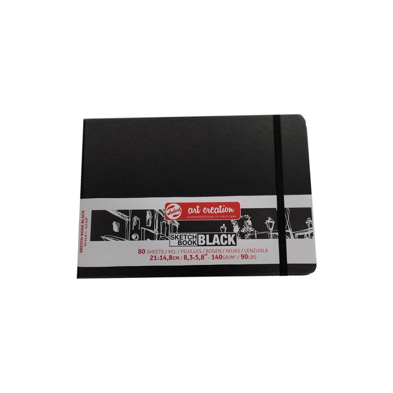  Fine art shop - ArtCreation NoteBook Black Sheets, 21x14,8, elastic band, 80 s, 140 gr. | totenart.com