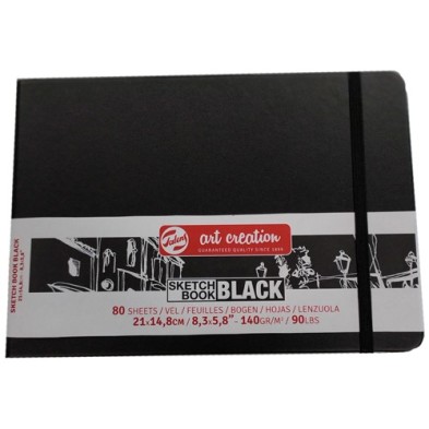  Fine art shop - ArtCreation NoteBook Black Sheets, 21x14,8, elastic band, 80 s, 140 gr. | totenart.com