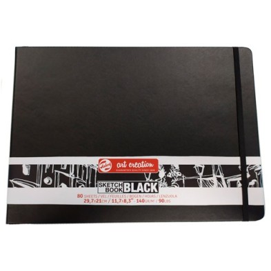  Fine art shop - ArtCreation NoteBook Black Sheets, 29,7x21, elastic band, 80 s, 140 gr. | totenart.com