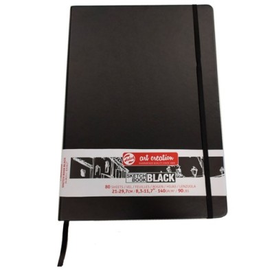  Fine art shop - ArtCreation NoteBook Black Sheets, 21x29,7, elastic band, 80 s, 140 gr. | totenart.com