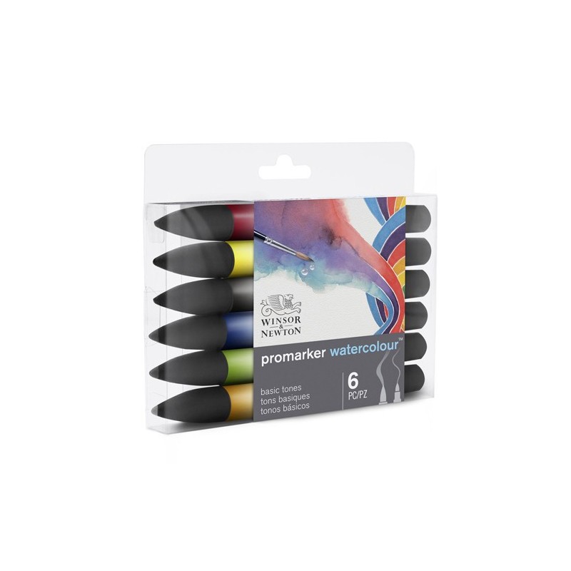 \nFine art shop - Set 6 watercolor Promarkers Winsor & Newton, basic tones | totenart.com