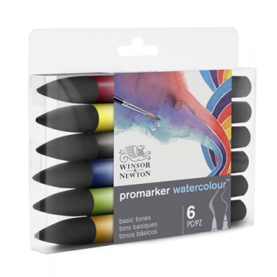 \nFine art shop - Set 6 watercolor Promarkers Winsor & Newton, basic tones | totenart.com
