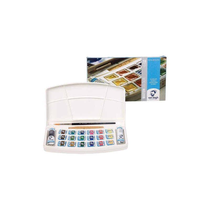 Fine art shop - Box Van Gogh Watercolour 18 1/2 godets, 2 tubes 10 ml. & brush | totenart.com