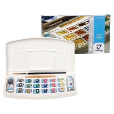 Fine art shop - Box Van Gogh Watercolour 18 1/2 godets, 2 tubes 10 ml. & brush | totenart.com