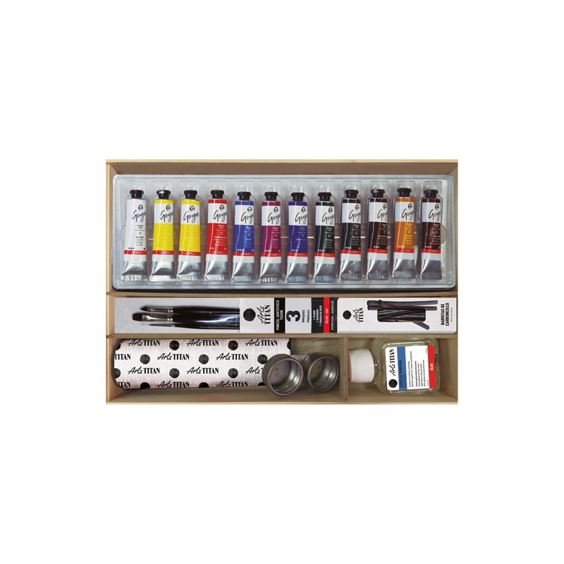 Oil Titan Extra thin, wooden box, 10 colours 40 ml.