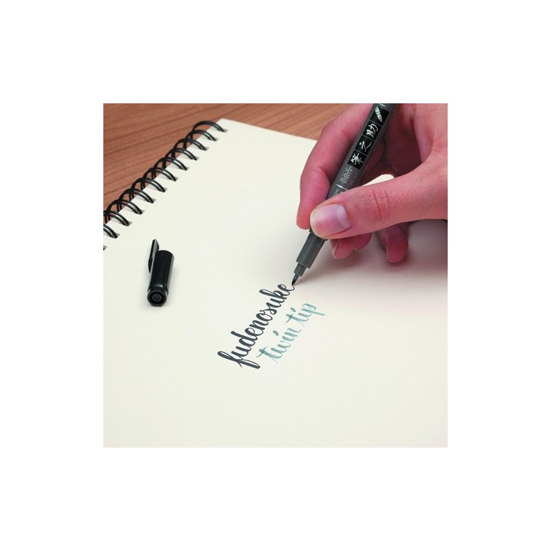 Fine art shop - Tombow Fudenosuke Twin Marker, 2 Soft Tips, Water Based, Black and Gray | totenart.com