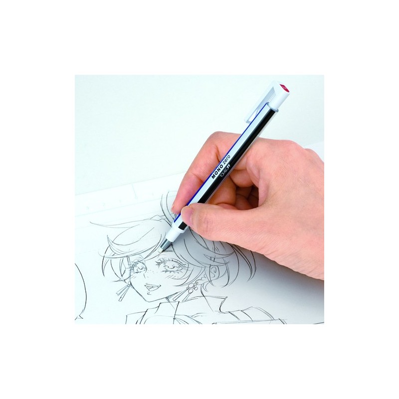 Fine art shop - Tombow MONO ZERO Precision eraser, round tip 2.3 mm. white/blue/black | totenart.com