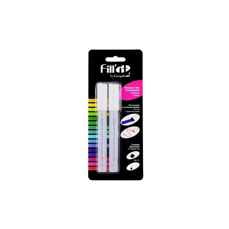 Fine art shop - Set 2 refillable empty markers Fill\'it, Graph\'it | totenart.com