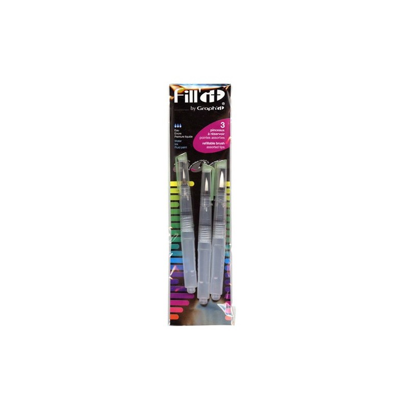 Fine art shop - Set of 3 Fill\'it mini refillable brushes, fine, medium and long point, 13 cm, Graph\'it | totenart.com