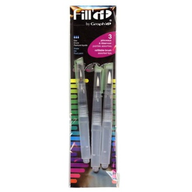 Fine art shop - Set of 3 Fill\'it mini refillable brushes, fine, medium and long point, 13 cm, Graph\'it | totenart.com