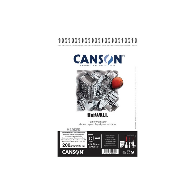  Fine art shop - Canson The Wall 200 gr, A4+, block 30 s. | totenart.com