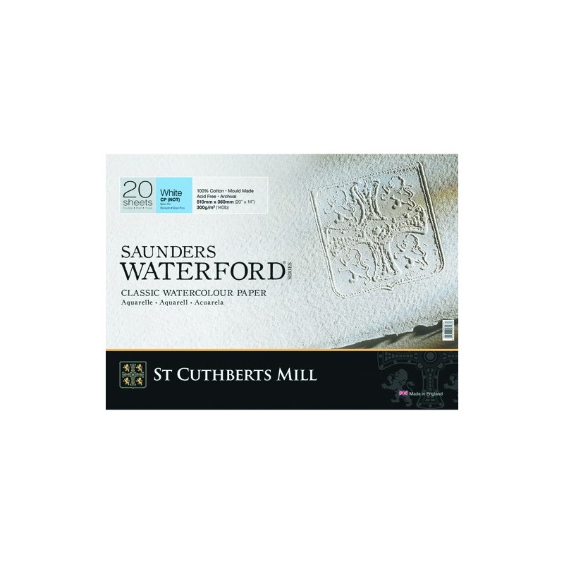 Fine art shop - Saunders Waterford Watercolor Pad, 300 g, 36x26 cm, 20 sheets, Fine grain, Natural white | totenart.com 