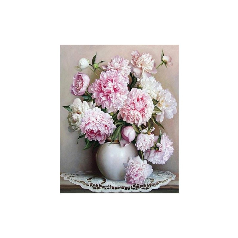 Fine art shop - Paint by numbers kit box \"Vase de Pivoines\", 40x50cm, Figured\'Art | totenart.com 