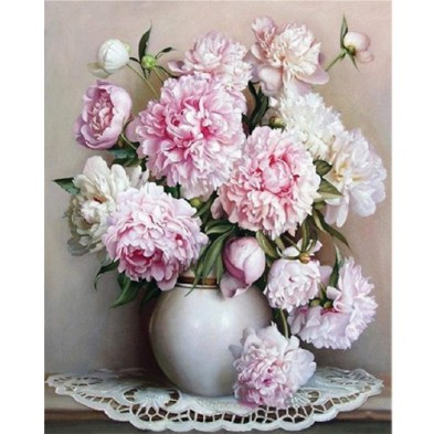 Fine art shop - Paint by numbers kit box \"Vase de Pivoines\", 40x50cm, Figured\'Art | totenart.com 