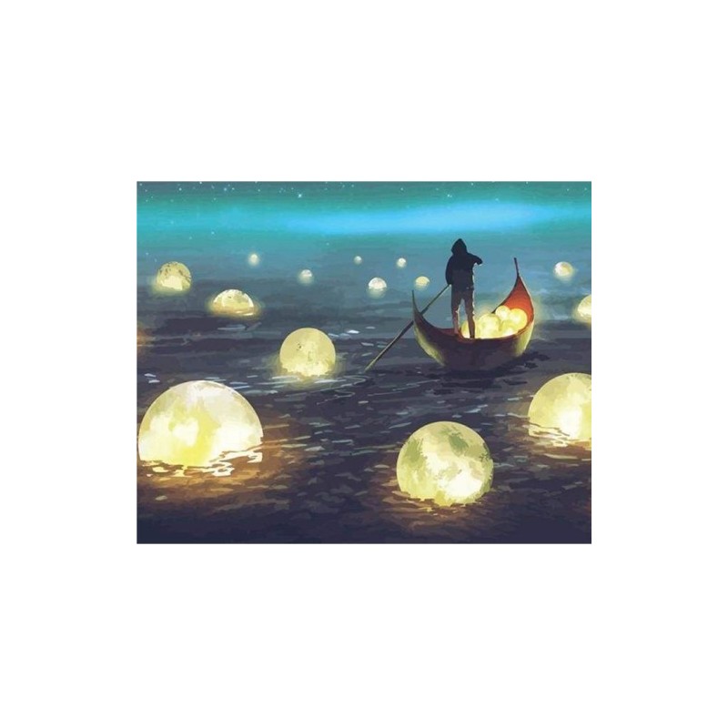 Fine art shop - Paint by numbers kit box \"Lumières sur le Lac\", 40x50cm, Figured\'Art | totenart.com 