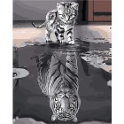 Fine art shop - Paint by numbers kit box \"Chaton Reflet Tigre\", 40x50cm, Figured\'Art | totenart.com 