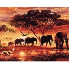 Fine art shop - Paint by numbers kit box \"Eléphants au Coucher\", 40x50cm, Figured\'Art | totenart.com 