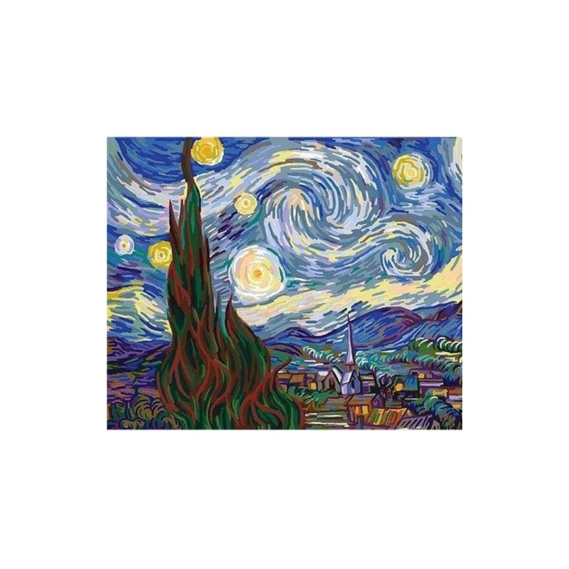 Fine art shop - Paint by numbers kit box \"Van Gogh Nuit Etoilée\", 40x50cm, Figured\'Art | totenart.com 