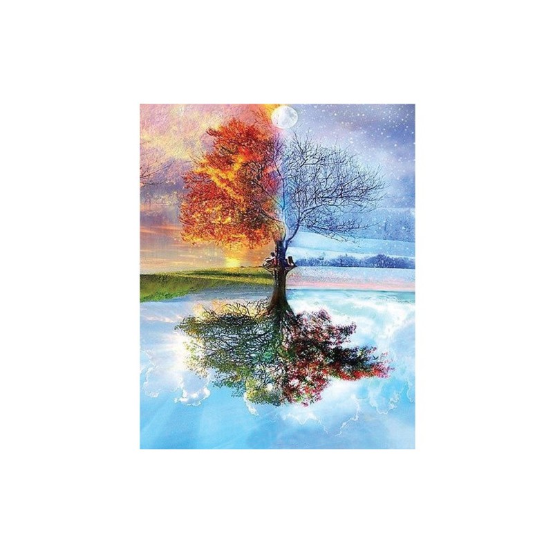 Fine art shop - Paint by numbers kit box \"Arbre 4 Saisons\", 40x50cm, Figured\'Art | totenart.com 
