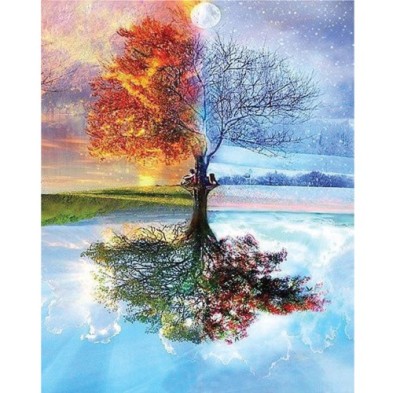 Fine art shop - Paint by numbers kit box \"Arbre 4 Saisons\", 40x50cm, Figured\'Art | totenart.com 
