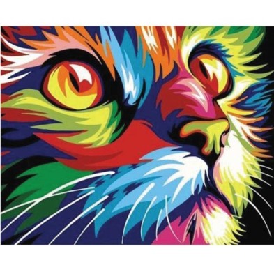 Fine art shop - Paint by numbers kit box \"Félin Pop Art\", 40x50cm, Figured\'Art | totenart.com 