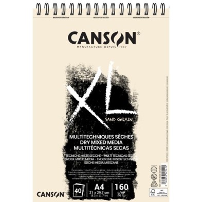  Fine art shop - Sand Grain Canson XL Pad, Natural, 40 sheets, 160 gsm, A4 (rings) | totenart.com