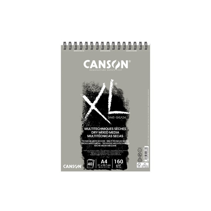  Fine art shop - Sand Grain Canson XL Pad, Gray, 40 sheets, 160 gsm, A4 (rings) | totenart.com