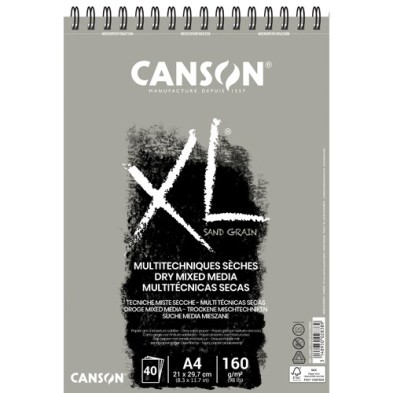  Fine art shop - Sand Grain Canson XL Pad, Gray, 40 sheets, 160 gsm, A4 (rings) | totenart.com