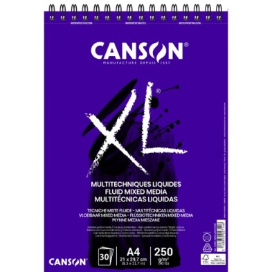  Fine art shop - Fluid Mixed Media Canson XL Pad, 30 sheets, 250 gsm, A4 (rings) | totenart.com