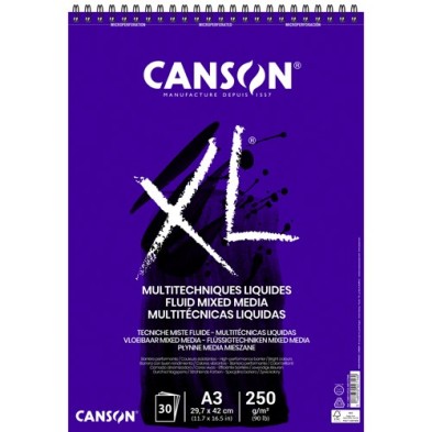  Fine art shop - Fluid Mixed Media Canson XL Pad, 30 sheets, 250 gsm, A3 (rings) | totenart.com