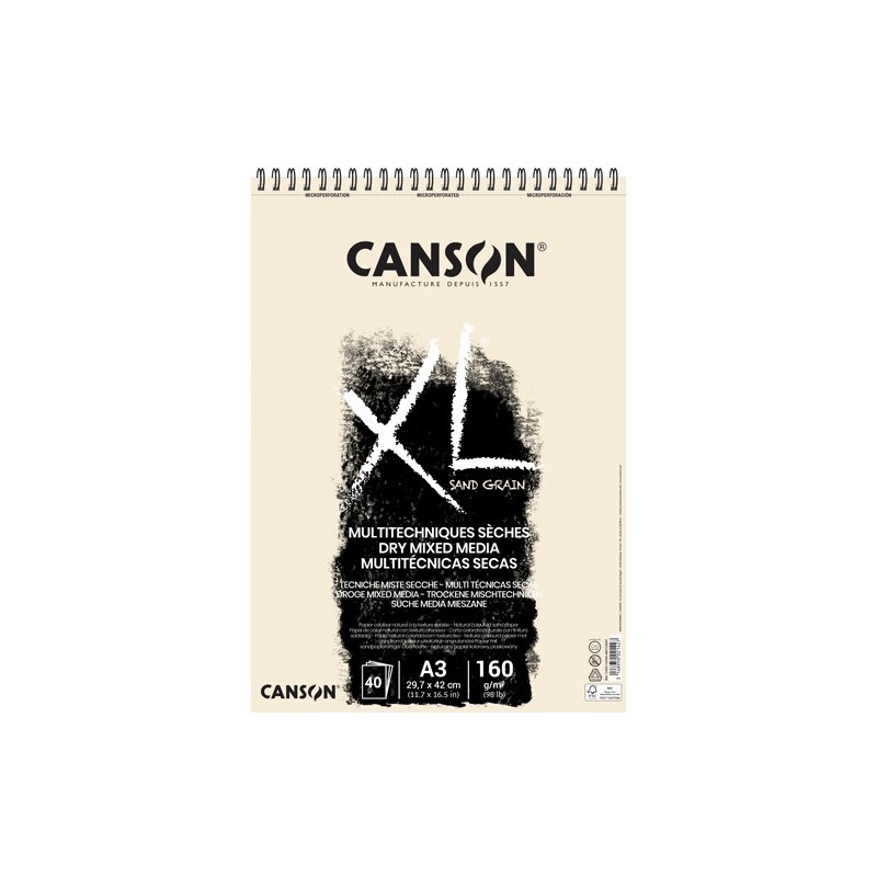  Fine art shop - Sand Grain Canson XL Pad, Natural, 40 sheets, 160 gsm, A3 (rings) | totenart.com