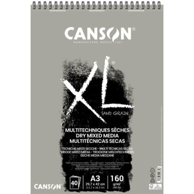  Fine art shop - Sand Grain Canson XL Pad, Gray, 40 sheets, 160 gsm, A3 (rings) | totenart.com